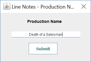 Production Name Dialog