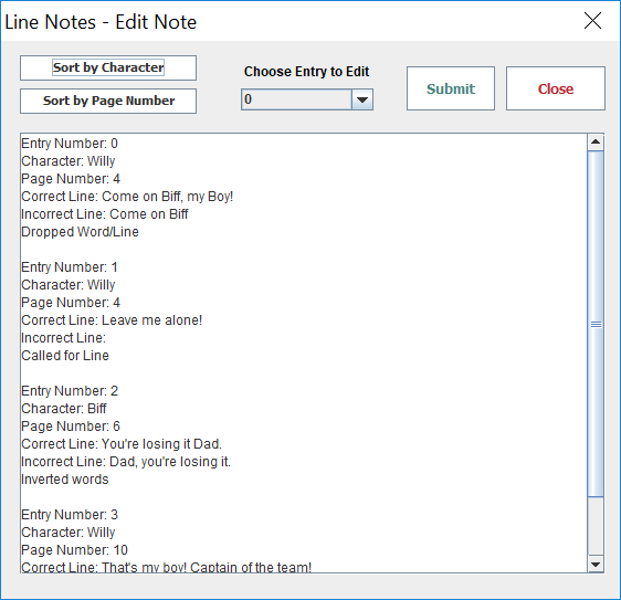 Edit Line Note Dialog